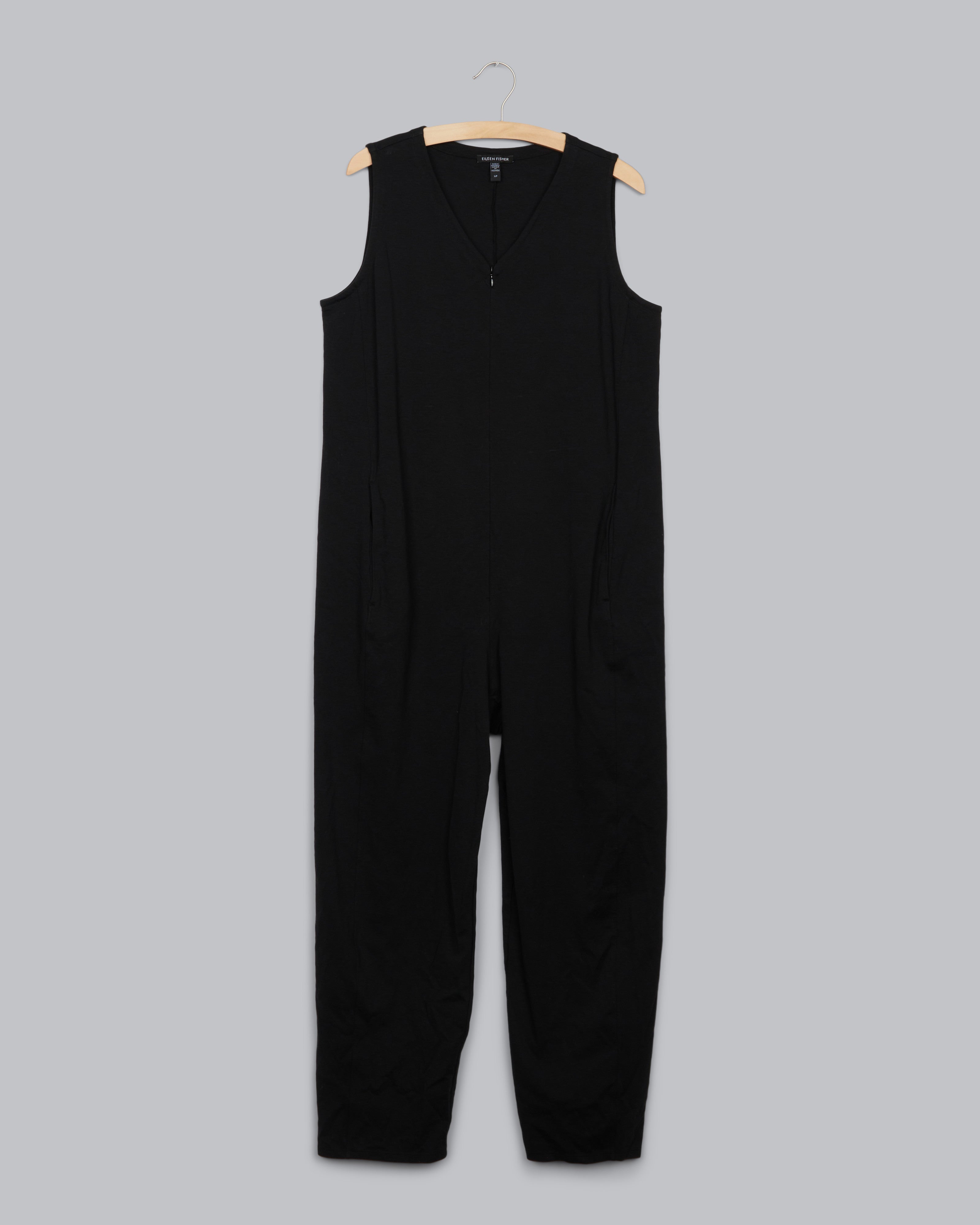 Eileen Fisher Cotton Ponte Lantern outlet Jumpsuit in Black