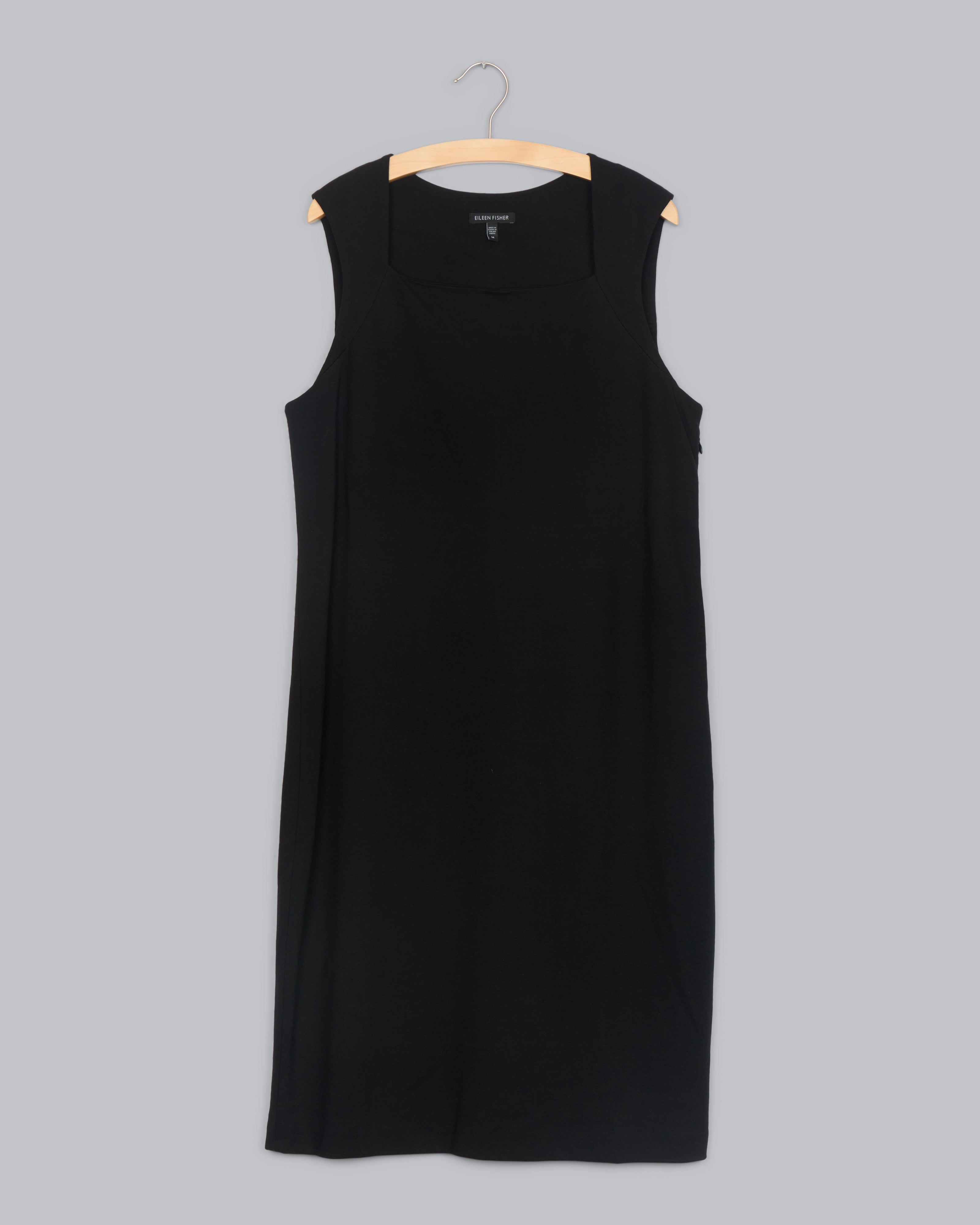 Eileen Fisher Dress, Viscose Stretch Ponte hot Knit, Sleeveless, Black, Size Large