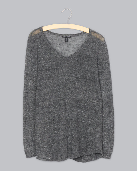 Mottled Linen Knit Pullover