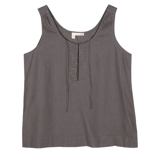 Handkerchief Linen With Beads Tank