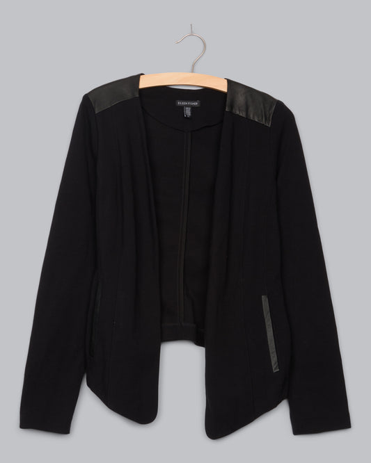 Viscose Stretch Ponte w/ Leather Jacket